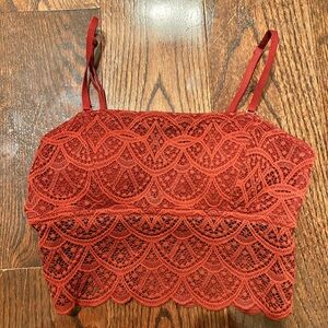 Colsie Women's Lace Tank Top in Deep Red